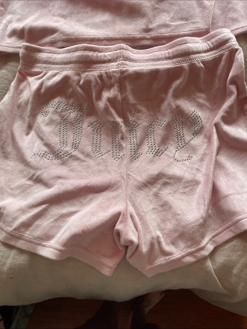 Juicy Couture Light Pink Rhinestone Logo Velour Lounge Set